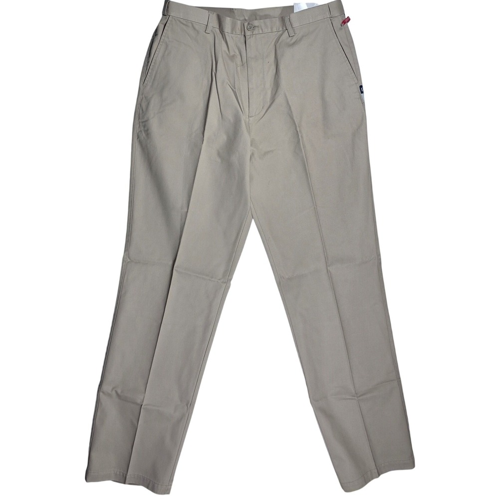 Puritan Mens Easy Fit Laundered Khaki Flat Front Pants Barley 38x34 NWT